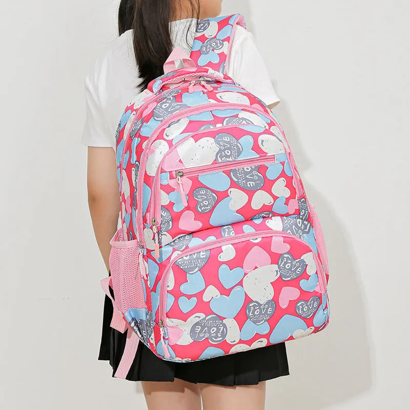 Oxford cloth student backpack with air pillow shoulder straps in blue, red, gray, or pink