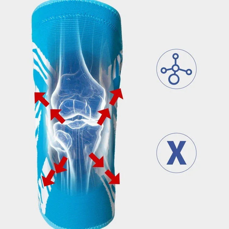Black pressurised basketball knee pad showing elastic nylon construction for sports protection