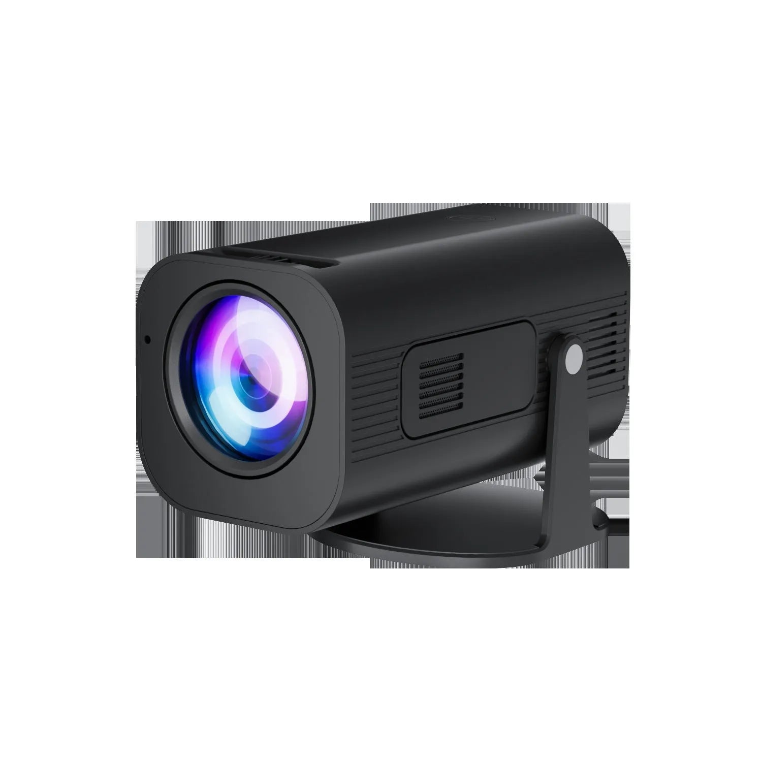 P330 portable mini projector in black or white with remote control on a table