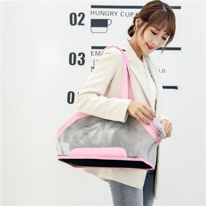 MOORPET leather cat carrier bag in a solid colour with 25-litre capacity.
