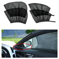Car side window mesh sunshade with elastic fixation providing sun protection and mosquito prevention
