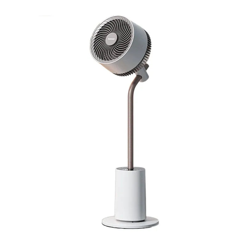 Gray charging mute wall-mounted fan with four blades, brushless motor, and USB power cable