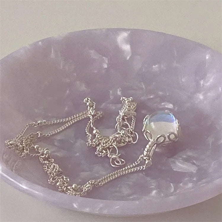 Silver geometry pendant necklace on curb chain with adjustable 41-50cm length