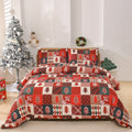 Christmas red plaid pattern bedding three-piece set showing quilt cover and matching pillowcases