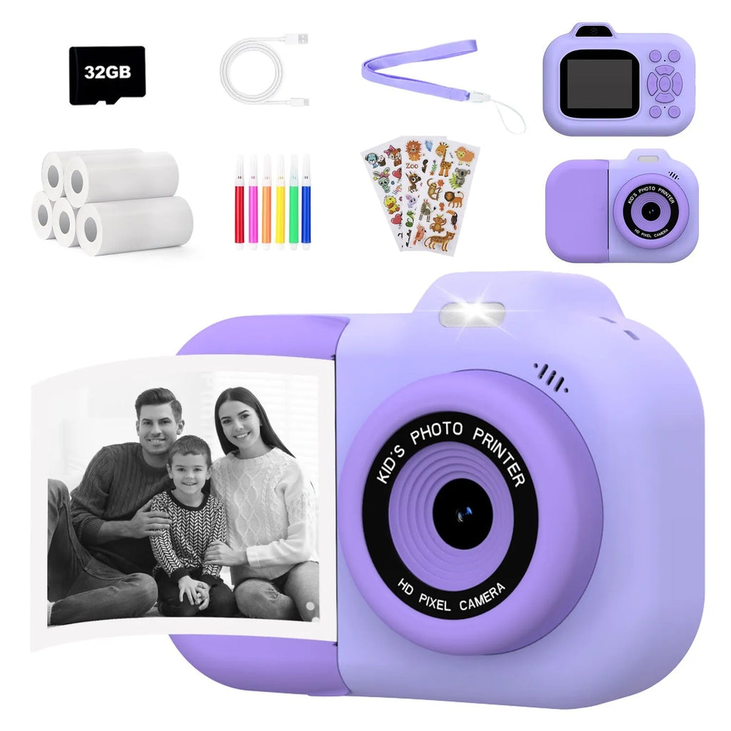 Children's plastic camera in blue, pink or purple colours with video recording and photography functions