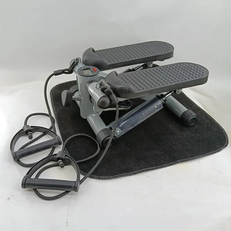 Silver grey hydraulic mini treadmill for waist slimming and home fitness exercises