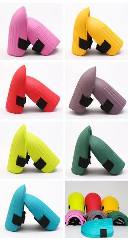 A pair of EVA foam knee pads in one of five colours: black, dark green, yellow, army green, or grass green.