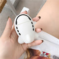 Silicone flip case for AirPods 1 and 2 with cartoon aeroplane headset design and metal hook.