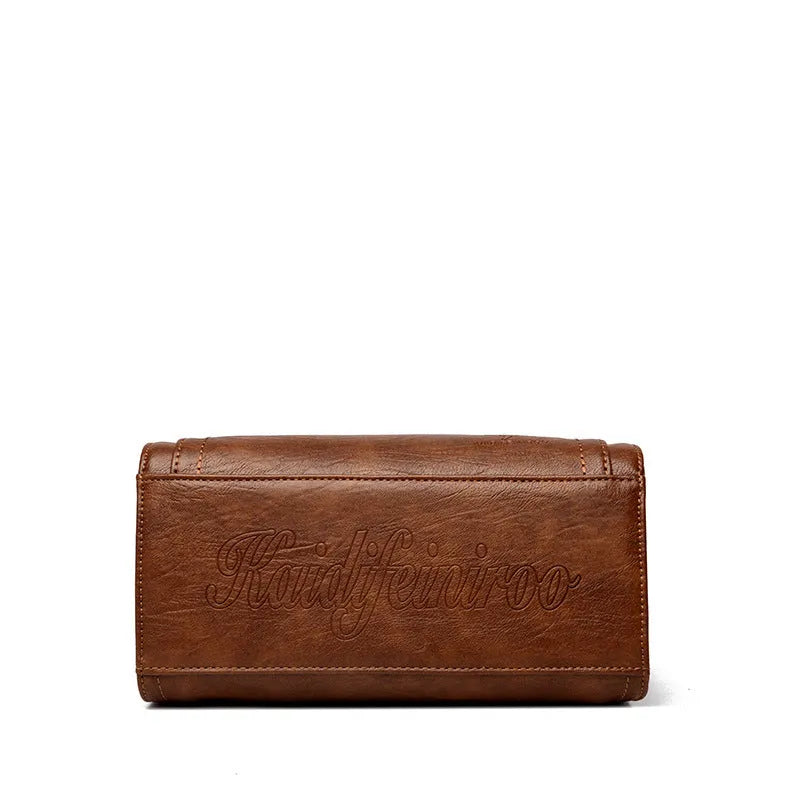 Women's one-shoulder crossbody bag in soft PU leather with retro style, horizontal square shape