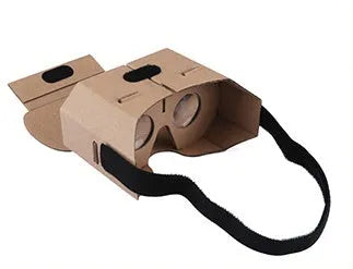 Colourful foldable paper VR glasses headset for smartphones with 4-6 inch screens.