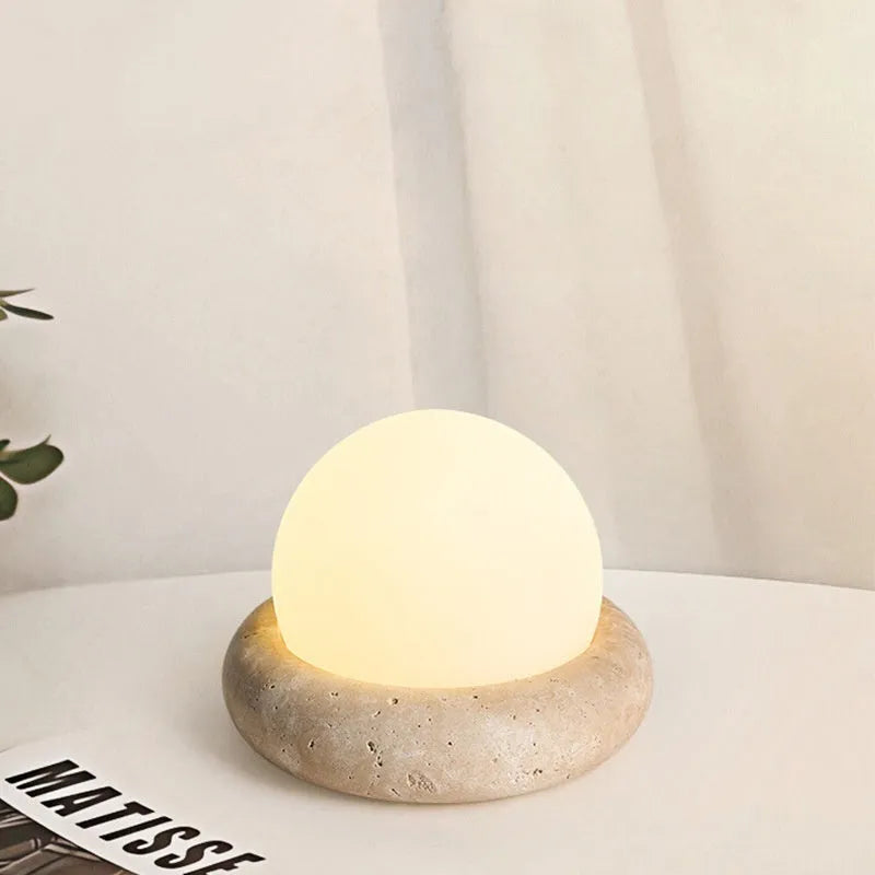 Cream coloured remote control bedside night light with modern simplicity design