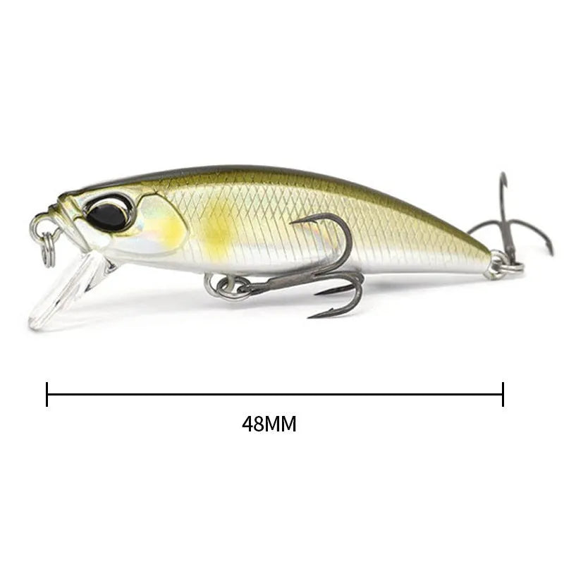 48mm Japanese submerged minnow fishing lure in multiple colour options for mandarin fish and snakehead