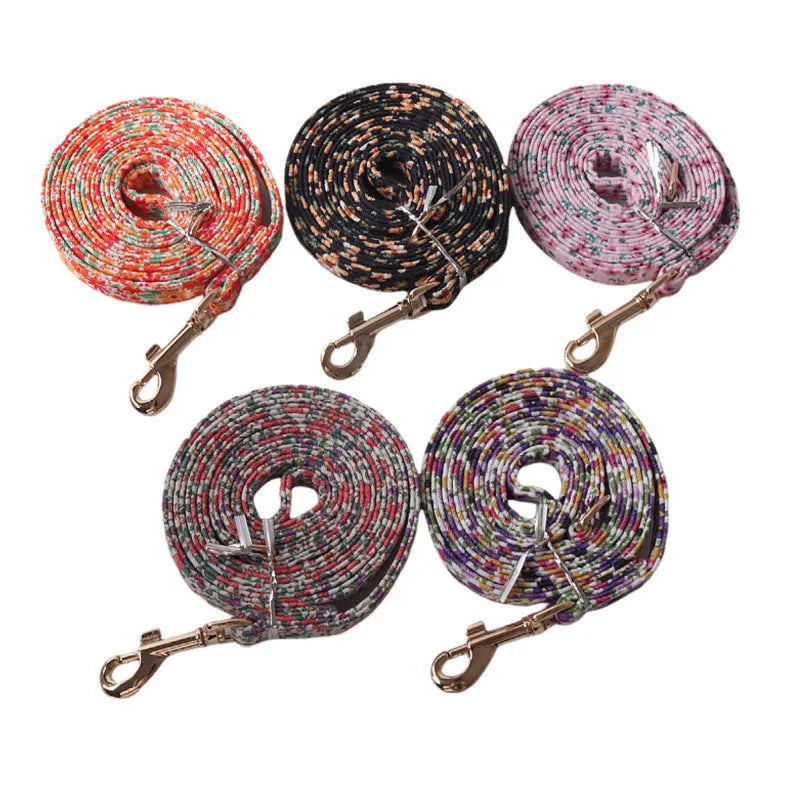 Floral series pet harness suit and leash set in cloth material with multiple colour options