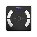 Smart body fat scale in white, black or pink colours showing weight, fat, calorie and moisture measurement functions