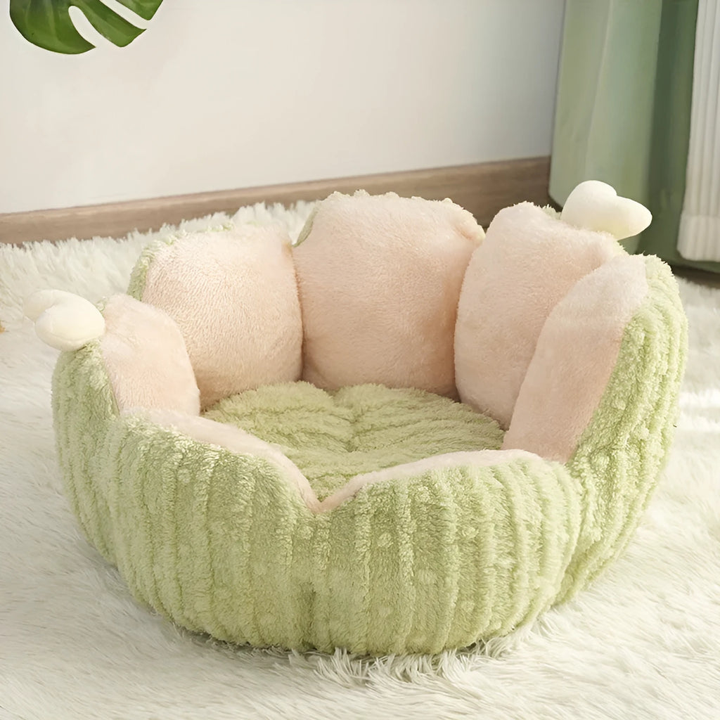 Soft cactus-themed cat litter kennel in purple or green colour, large and small sizes