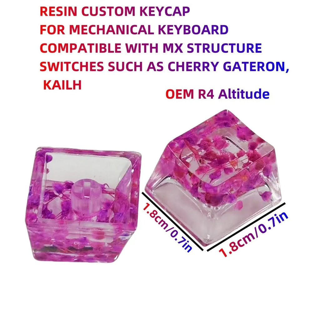 Transparent resin mechanical keyboard keycap with starry sky design in four colour options