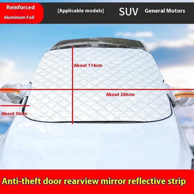 Large luxury SUV winter car cover with aluminium foil layer and reflective edge stripes