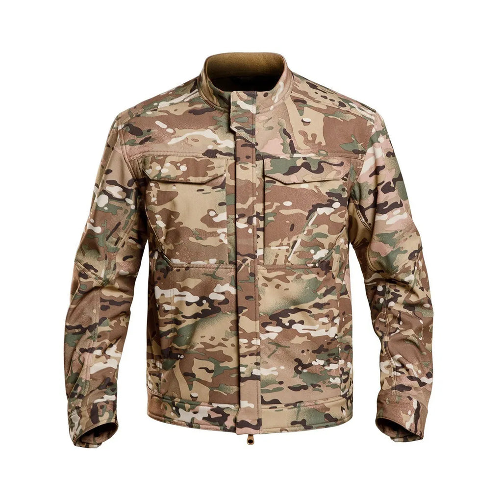 Bone Frog Peak Breaker soft shell jacket in black camouflage for outdoor mountaineering and tactical use.