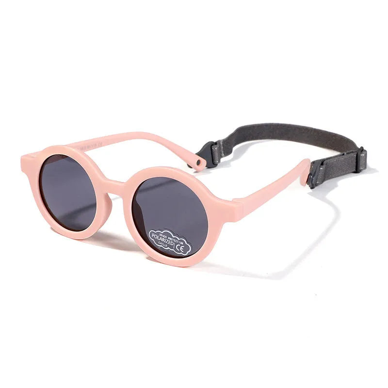 Children's silicone sunglasses for ages 0-3 with round frame and UV400 protection