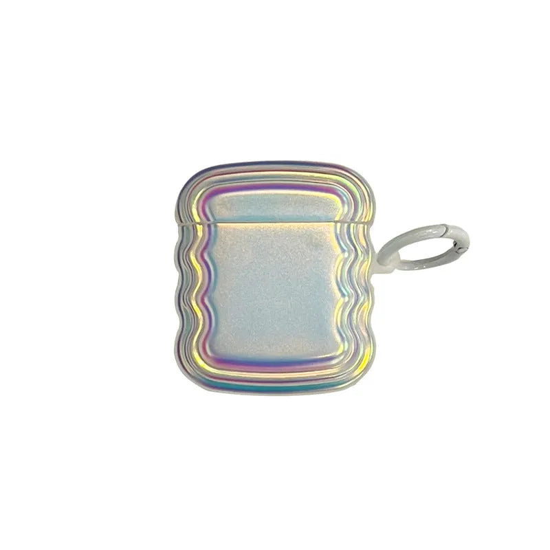 AirPods silicone protective case with holographic laser design and magic ring colour effect