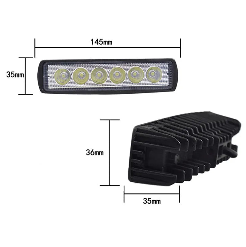 Black die-cast aluminium car auxiliary LED spotlight with bracket for 12V-24V vehicles.