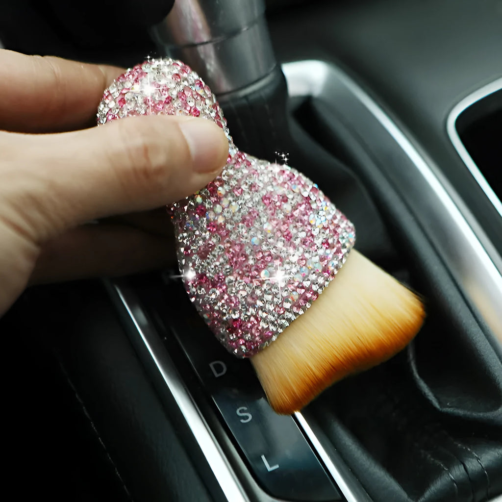 PVC car interior cleaning brush in white colour for dashboard and vent dust removal measuring 10cm long