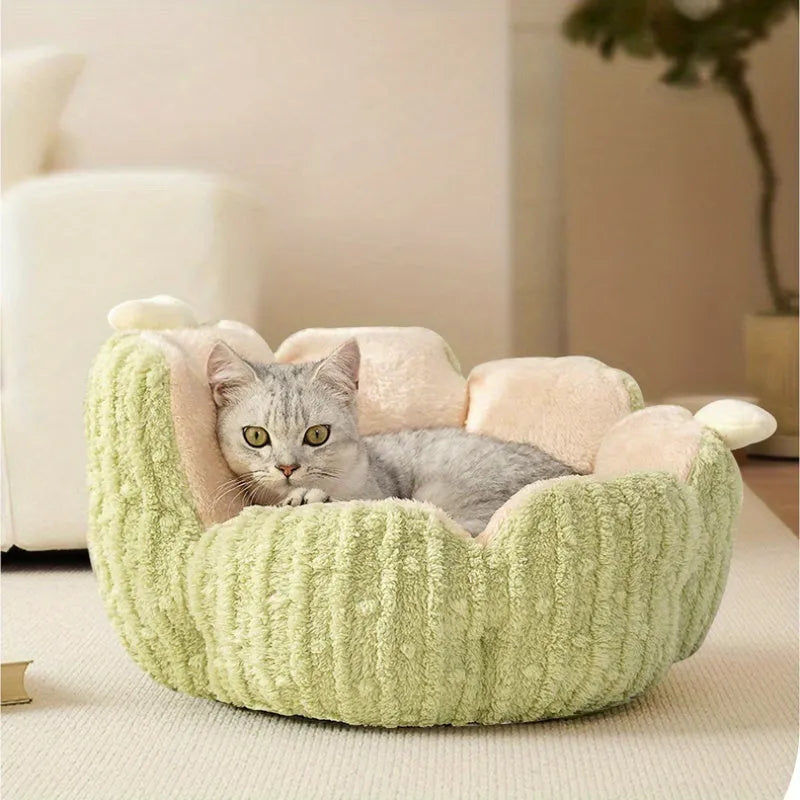 Soft cactus-themed cat litter kennel in purple or green colour, large and small sizes