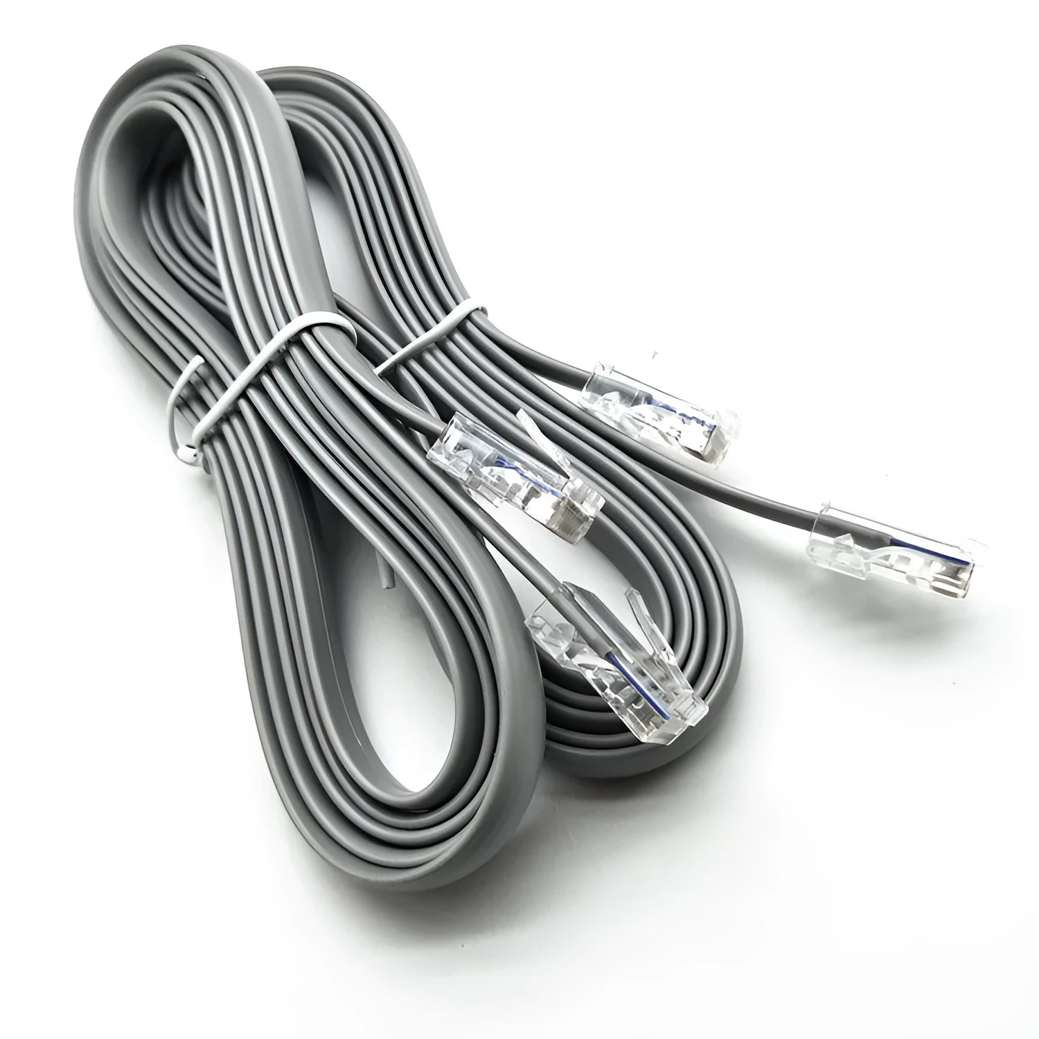 Silver grey CAT6 Ethernet cable with RJ45 connectors, 2 metres long