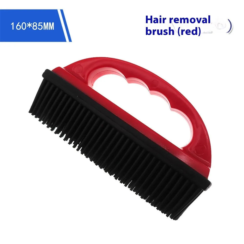 Red pet hair removal brush for dogs, cats and carpet cleaning measuring 160mm by 85mm