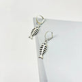 Retro fishbone pendant necklace with matching earrings set on adjustable O-shaped chain