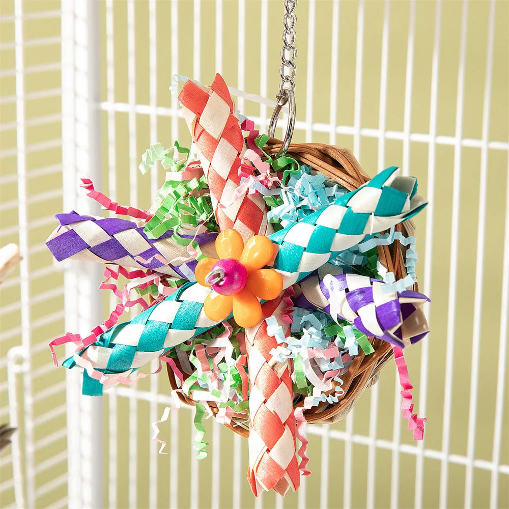 Parrot gnawing molar chewing toy for small to medium birds with textured surface