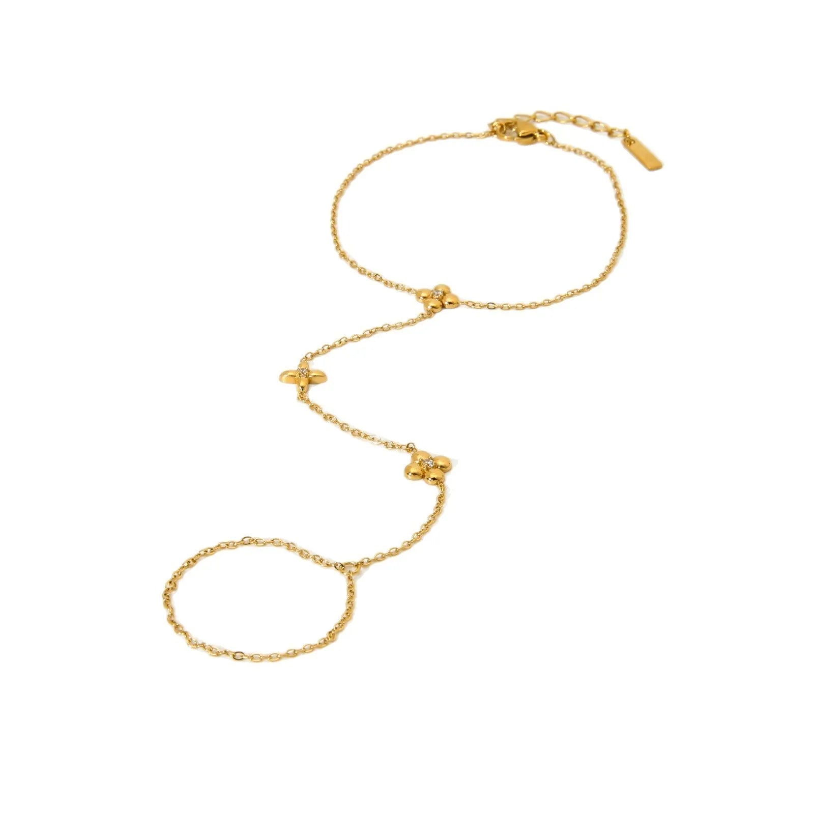Women's flower eight pointed stars bracelet in gold colour stainless steel geometric jewellery