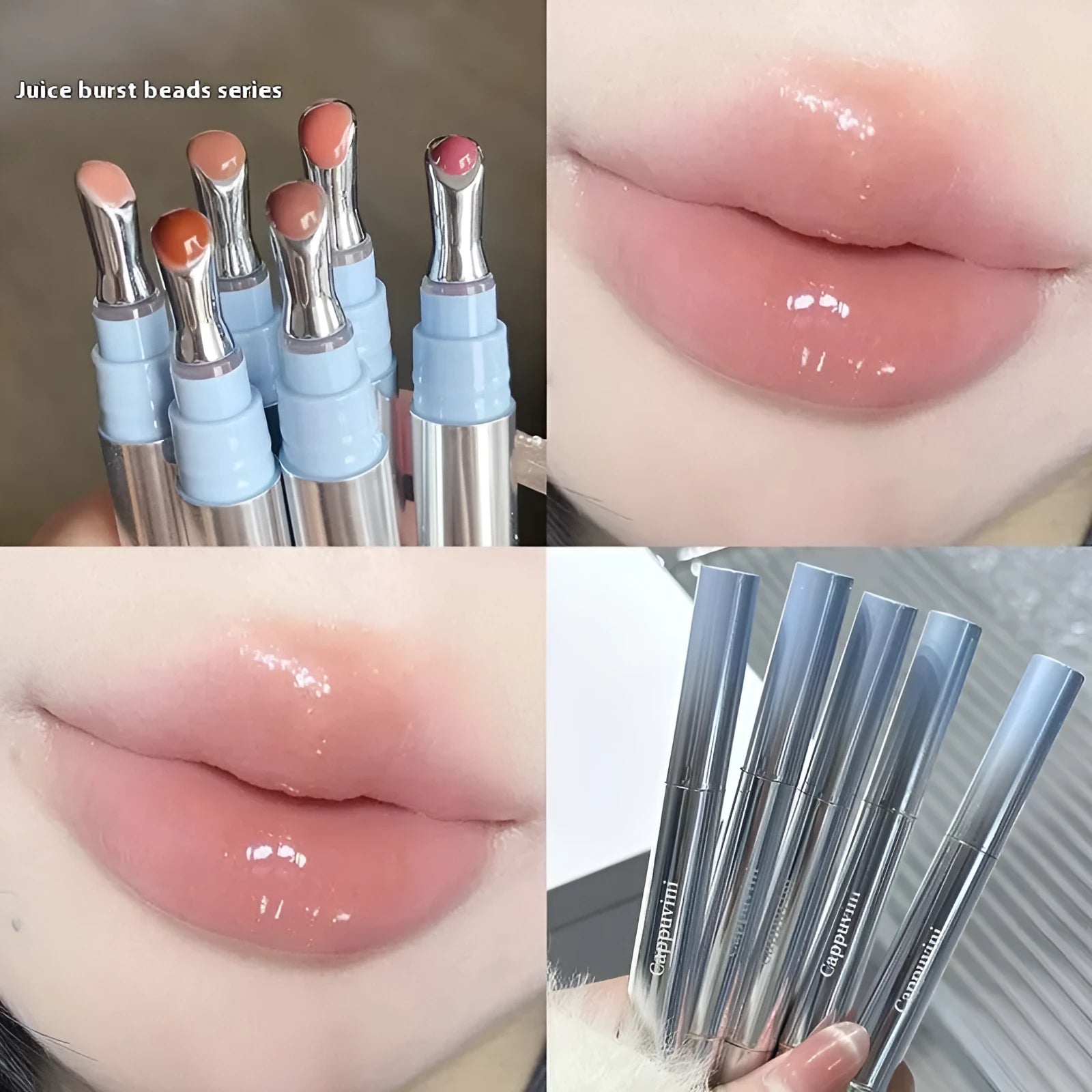 Mirror water light lip gloss lipstick in six translucent colours with 12.9cm sleek case