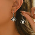 Creative retro fashion earrings with electroplated silver finish and alloy construction