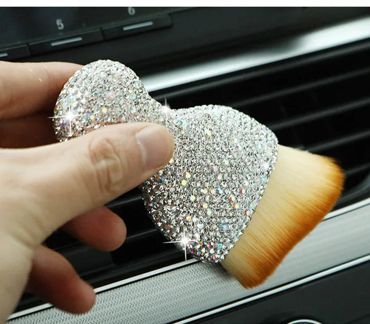 PVC car interior cleaning brush in white colour for dashboard and vent dust removal measuring 10cm long