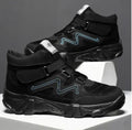 Men's shoes in multiple colours including black, brown, and grey with size range display