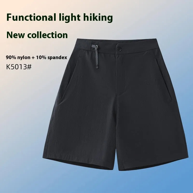 Men's quick-drying sports shorts in Army Green colour, showing 3D cut and elastic design.