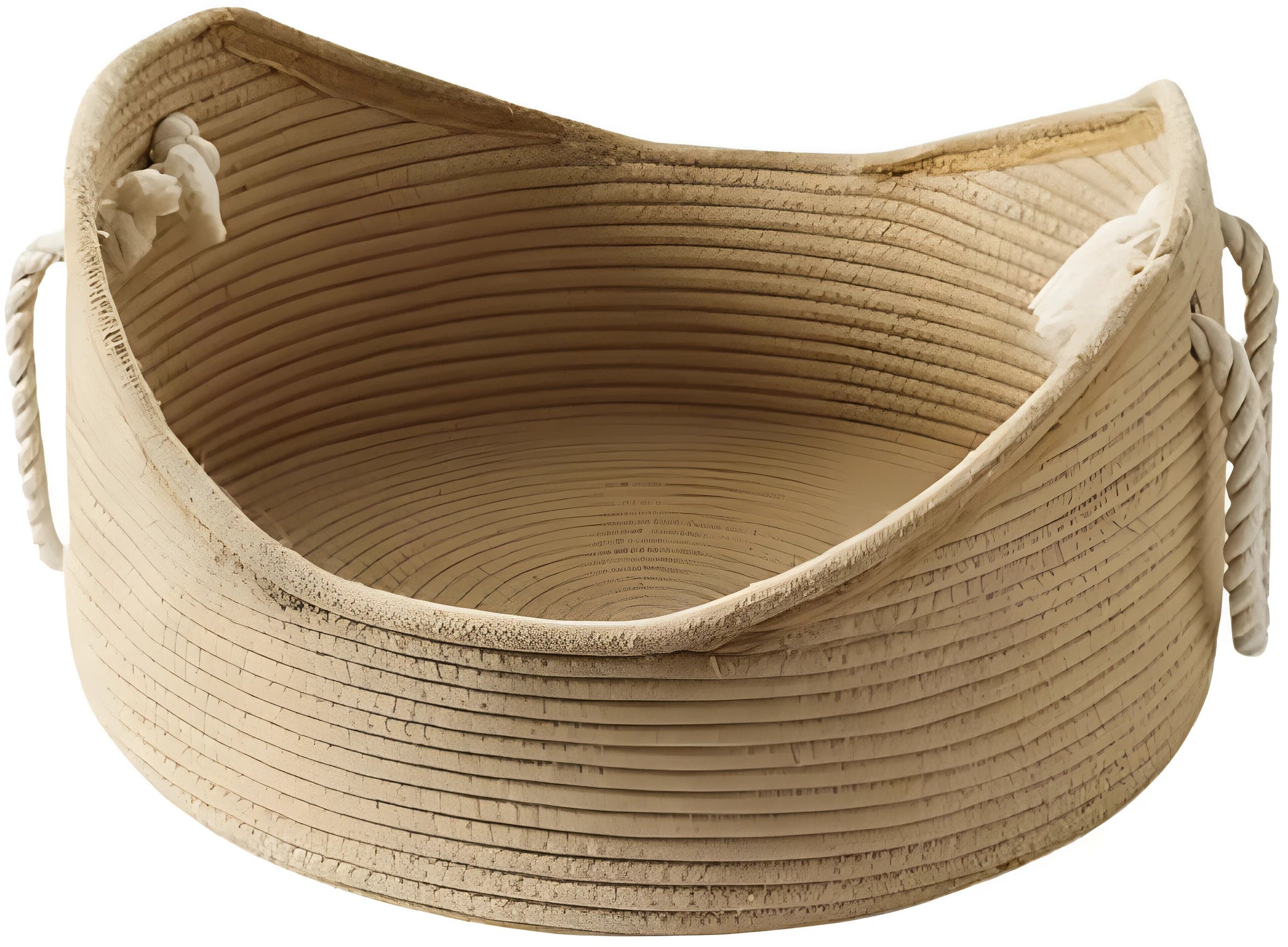 Wicker-style cat bed basket with corrugated scratching surface in two size options