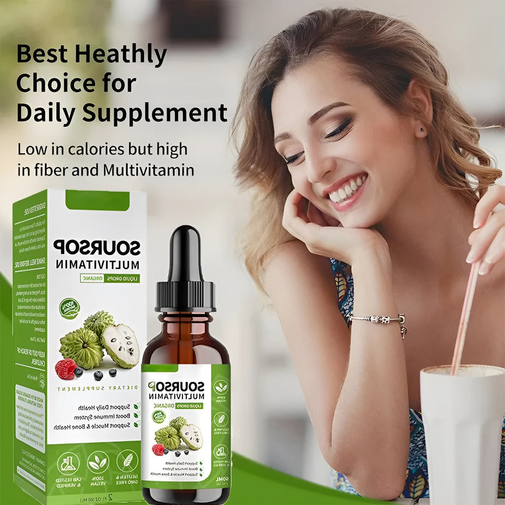 A 60ml bottle of Annona Prickly Fruit flavour edible care drops for adults.