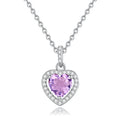 Sterling silver heart pendant necklace with natural gemstone on cross chain