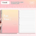 Removable coil gradient notepad showing polypropylene cover and wood-free paper pages in blue colour option