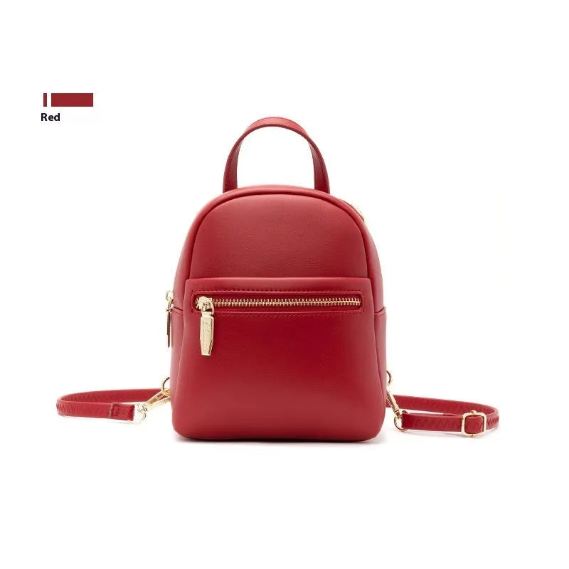 PU material mini backpack in street trend style with contrast colour and three-dimensional pocket