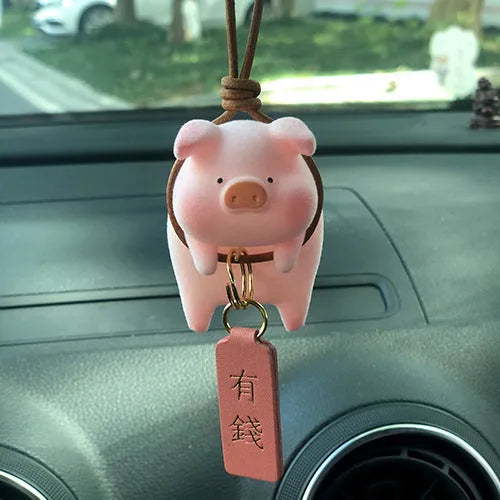 Resin cartoon pig figurine car dashboard decoration in one of eight available styles