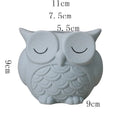 Handmade frosted ceramic succulent pot with cartoon owl design, shown in light pink.