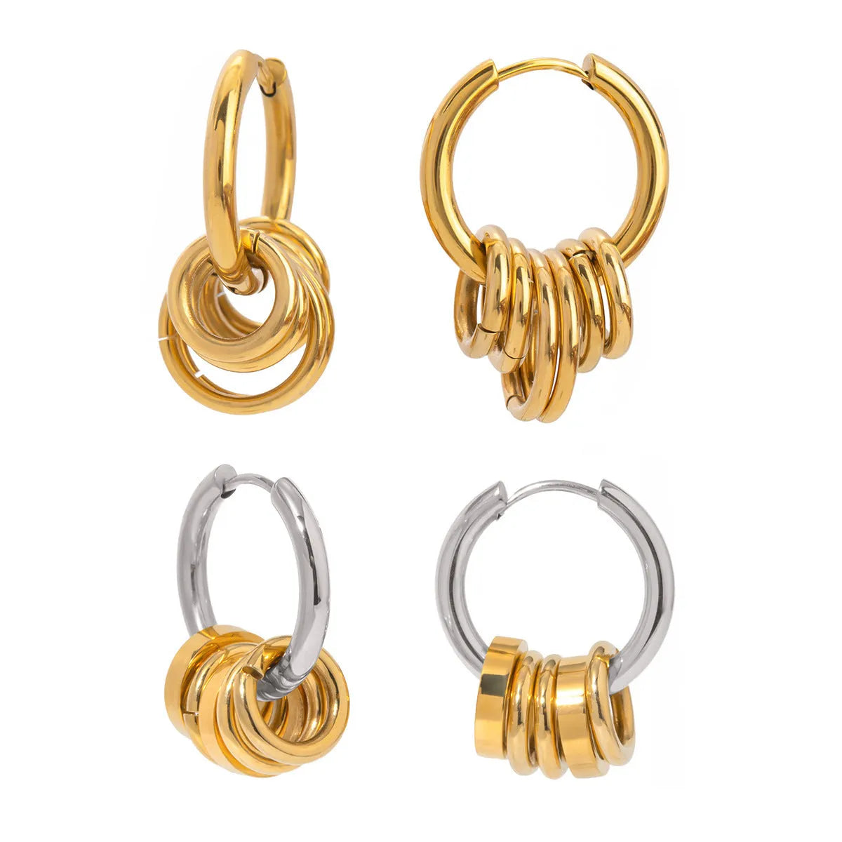 Gold electroplated stainless steel earrings with contemporary ins-style design
