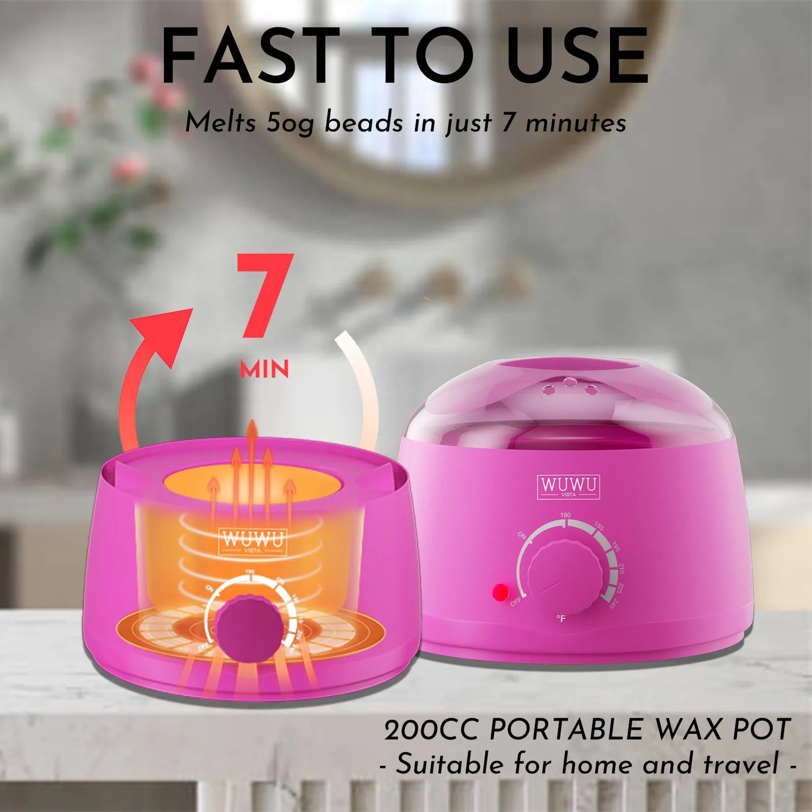 WUWUVISTA 63-piece waxing kit with black wax warmer, wax beans, application sticks, and lotion