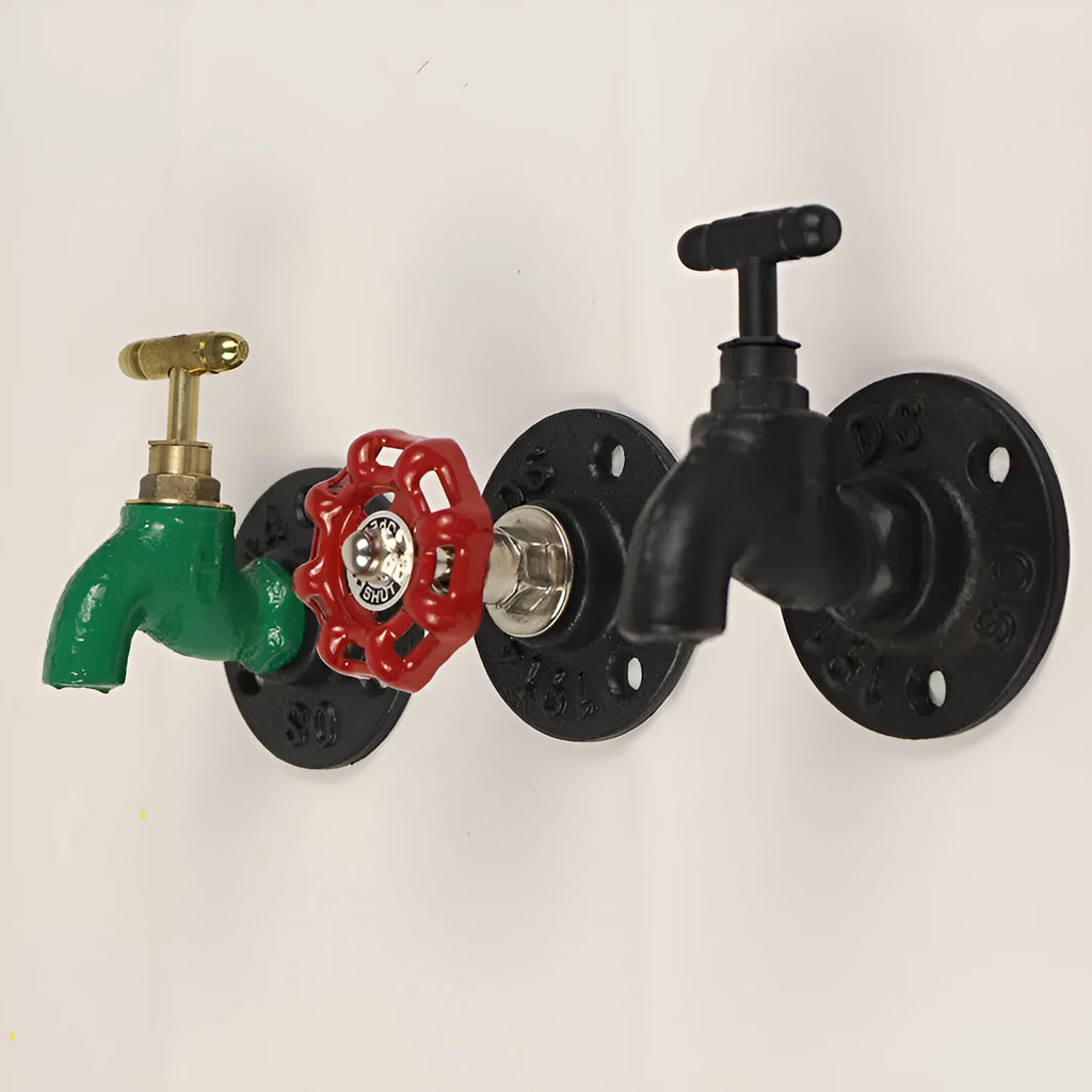 Metal wall-mounted towel rack hook with water pipe industrial design in polished finish