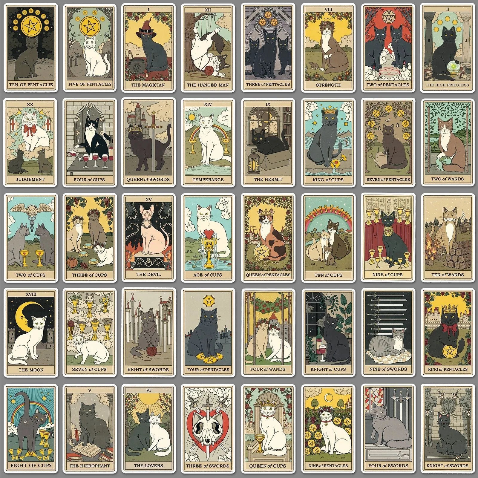 78-piece creative graffiti waterproof luggage sticker set with tarot card design in cute style