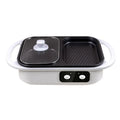 White or green electric hot pot and frying oven 2-in-1 kitchen appliance with mechanical controls