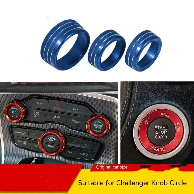 Aluminium alloy air conditioning knob decorative ring for Dodge Challenger and Grand Cherokee interior.